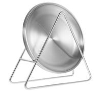 Veemoon Ensemble 4 Assiettes Rondes en Acier Inoxydable Argenté 14 Cm avec Support, Plateau de Service Multifonction pour Buffet, la Cuisine Occidentale et Conservation des Aliments