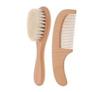 Veemoon Ensemble Brosses à Cheveux Bébé Doux Et Naturel Pour Cuir Chevelu Sensible, Poignée Bois De Hêtre, Brosse Bain Et Peigne Compact Pour -né, Soin Bébé, 2 Pièces