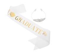 Veemoon Ensemble Couronne Strass Argentée et Écharpe Diplômé 2 Pièces 2026, Accessoires Coiffure pour Fête de Remise de Diplômes, Décoration Cérémonie Fin D’études, Kit Complet pour