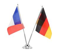 Veemoon Ensemble de 1 drapeau de bureau allemand et français - Petits drapeaux nationaux de table avec support et mât pour bureau, table de réunion et accessoires sportifs