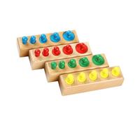 Veemoon Ensemble de 10 Cylindres en Bois Montessori Colorés Boutons, Éducatif pour Bébé 1 an, Blocs de Cognition des Couleurs, Développement Motricité Fine et Coordination Œil-Main, Éveil