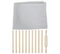 Veemoon Ensemble de 12 outils pour poterie : rouleau à pâtisserie, guides en bois et tapis en lin pour modelage de pâte céramique et polymère.