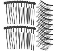 Veemoon Ensemble de 25 Peignes à Cheveux en Métal Noir, Accessoires Élégants pour Chignon, pour Coiffure Simple et Polyvalente