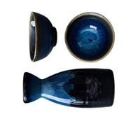 Veemoon Ensemble de 3 Pièces Bouilloire à Saké Traditionnelle Vintage en Céramique 2 Coupes à Vin Japonaises Étoile Bleue Pot à Vin en Céramique pour Bar Restaurant et Réception