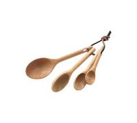 Veemoon Ensemble de 4 Cuillères à Mesurer en Bois de Hêtre Naturel, Mesures Précises pour Ingrédients Secs et Liquides, Rangement Emboîtable Pratique