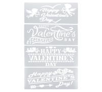 Veemoon Ensemble de 4 Pochoirs Saint-Valentin en PET Réutilisables Légers et Flexibles Modèles de Dessin DIY pour Scrapbooking Décoration Mariage et Projets Créatifs Festifs