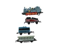 Veemoon Ensemble de 4 Trains à Vapeur Rétro en Alliage Bleu Ciel, à Friction Éducatif pour Garçon et Filles, Coffret de Trains Miniatures sans Pile, Jeu D’éveil et Collectionné