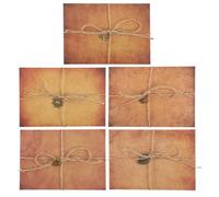 Veemoon Ensemble de 5 Papiers à Lettre Vintage Kraft avec Enveloppes Assorties Papier Épais pour Lettres Personnelles Invitations et Bénédictions Style Rétro Ancien pour Écriture Manuelle