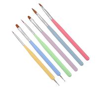 Veemoon Ensemble de 6 Pinceaux pour Manucure DIY en Nylon Synthétique Léger et Résistant, Kit de Pinceaux pour Ongles pour Décoration Nail Art et Usage Familial