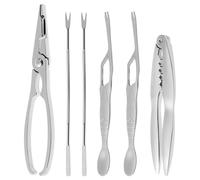 Veemoon Ensemble de 6 Pinces à Fruits de Mer en Acier Inoxydable Outil pour Manger Les Crabes avec Fourchettes à Crabes Kit pour Déguster Homard et Coquillages Ustensiles Pratiques