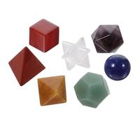Veemoon Ensemble De 7 Pierres De Chakra Naturelles, Cristaux Solides Platoniciens Multiformes, Pierres De Contemplation En Cristal Aux 7 Couleurs, Pour Thérapie Énergétique Et Équilibre Des Chakras