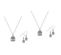 Veemoon Ensemble de Bijoux Bouddha Femme Collier à Breloques et Boucles d'Oreilles Esthétiques Pendentif 3D Saint-Valentin Mariage Fêtes