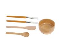 Veemoon Ensemble De Bols à Masque Facial En Bois Naturel 5 Pièces 10-12 Cm Kit Diy Mélange Masques Applicateurs Brosse 2 Pcs Cuillère Spatule Set Beauté Voyage