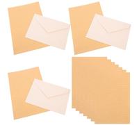 Veemoon Ensemble de Papeterie pour Lettres 3 Enveloppes en Papier Texturé Lin 10 Feuilles de Papier à Lettres Jaune Kit Créatif pour Bureau et Correspondance Fournitures de Bureau