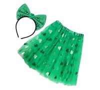 Veemoon Ensemble DéGuisement Saint-Patrick Enfant Jupe Verte CréAtive Et Accessoire De TêTe pour FêTe Carnaval Festival Irish