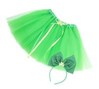 Veemoon Ensemble Déguisement Saint-patrick pour Garçon et Filles Jupe Tutu Vert en Tulle Légère et Bandeau Facile à Porter pour Fêtes Costumées