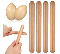 Veemoon Ensemble D'instruments de Musique en Bois pour Garçon et Filles 4 Bâtons Rythmiques et 4 Shakers Œuf Bois Naturel, Sécurisé, Éveil Musical Bébé, Jouet Éducatif Percussion,