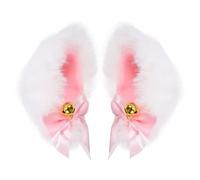 Veemoon Épingle à Cheveux D'oreille De Chat Fantaisie Cosplay, Poils Synthétiques Doux, Paire Blanche Rose, Accessoires Cheveux Pour Fête Et Costume, Style Kawaii Fox, Taille Standard