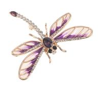 Veemoon Épingle Libellule en Métal avec Cristaux Violets, Accessoire Décoratif Léger pour Femme, Article Polyvalent pour Veste, Cape et Sac à Dos, Bijou Fantaisie Élégant et Original