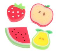 Veemoon Éponge De Bain Fruitée Garçon Et Filles 4 Pièces Taille Moyenne En Pu Mousse Créant Une Mousse Épaisse Pour Peau Sensible Enfantine Usage Bain Ou