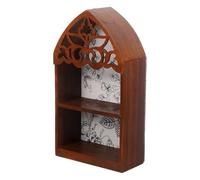 Veemoon Étagère Murale en Bois Massif à Deux Niveaux Présentoir à Cristaux et Pierres Naturelles Organisateur Mural pour Huiles Essentielles et Petits Objets Décoratifs Support Mural pour