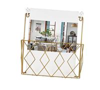 Veemoon Étagère Murale Porte Revue Métal Doré Rangement Mural pour Magazines et Journaux Support et Gain de Place pour Bureau et Salon