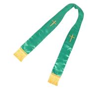 Veemoon Étole de Mariage Verte 135 Cm avec Croix Brodée et Franges Raffinées, Châle de Clergé pour Pasteur et Officiant D’église, Accessoire Religieux Traditionnel pour Cérémonie Sacré