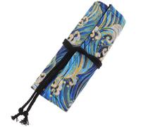 Veemoon Étui à Crayons Enroulable 24 Emplacements Grosse Capacité en Coton et Lin Imprimé Style Japonerie Pochette Portable pour Crayons de Couleur et Pinceaux Organisateur Pratique