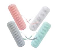 Veemoon Étui De Voyage pour Brosses à Dents 4 Pièces Gris Blanc Rose Vert d'eau, Boîte à Brosse à Dents Amovible en Polypropylène Portable, Rangement Hygiénique pour Camping, Voyage, Maison Et École