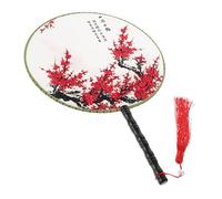 Veemoon Éventail Chinois Rond Vintage en Soie avec Pompon - Éventail De Performance Antique pour Scène - Éventail De Danse De Palais Idéal comme De Mariage Ou Accessoire De Costume