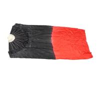 Veemoon Éventail de Danse Chinois en Fausse Soie Dégradé Noir et Rouge 150 Cm Pliable Baleines 31 Cm Accessoire pour Danse du Ventre Voile Léger pour Spectacle et Entraînement