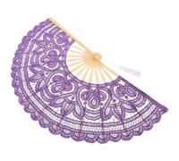 Veemoon Éventail Pliant Vintage en Dentelle Violet, 1 Pièce, Éventail à Main en Bambou pour Mariage, Accessoire de Fête et Spectacle, Ventilateur Portable Élégant pour Femmes