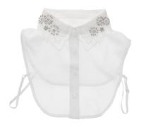 Veemoon Faux Col Creux Pour Femme Faux Col En Strass Faux Col À Revers Pour Chemisier Faux Col En Strass Pour Chemise Faux Col En Cristal Et Strass Coton Blanc