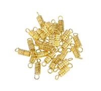 Veemoon Fermoirs à Vis Cylindrique en Cuivre Doré 15x4mm, 20 Pièces, Accessoires Bijouterie pour Colliers et Bracelets Diy, Fermoirs Sécurisés à Vis pour Création de Bijoux Artisanaux
