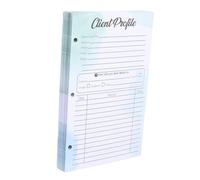 Veemoon Fiches De Profil Client Papier A5 21,6 x 14 Cm 50 Pcs Perforées 3 Trous Professionnelles Pour Gestion D’information En Salon De Coiffure Et Esthétique