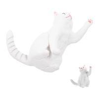 Veemoon Figurine de Chat British Shorthair Blanc M-3155, Modèle Réaliste en Résine Décorative, Statue Animalière pour Décoration Intérieure, Ornement de Bureau et Maison, Animal Simulé