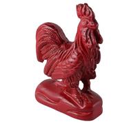Veemoon Figurine de Coq Bois Sculpté Décoration de Bureau et Salon Statue Animale Symbolique Bois Massif Rouge