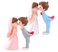 Veemoon Figurines de Couples Mariés en Plastique 2 Paires Décoratives Micro-Paysage DIY pour Mariage et Saint-Valentin Mini Statues Romantiques Artisanales