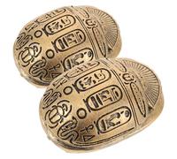 Veemoon Figurines de Scarabées Égyptiens en Résine Dorée 2 Pcs, Sculptures Artisanales Hiéroglyphiques, Décorations Intérieures Symboliques, Amulettes Protectrices pour Maison et Bureau