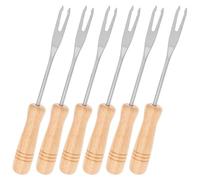 Veemoon Fourchettes à Fondue en Bois Lot de 6 set de - Fourchettes à Mélanger Tremper pour Chocolat Fromage Fruits et Glaces - Ergonomique Antidérapant Usage Apéritif Barbecue et