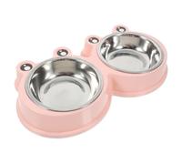 Veemoon Gamelle Double Antidérapante pour Chien Et Chat en Acier Inoxydable, Bol Incliné, Taille Petite, Usage Nourriture Et Eau, Convient Aux Chiots Et Chatons, Couleur Rose