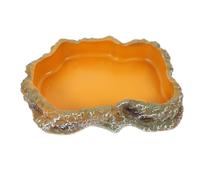 Veemoon Gamelle pour Reptiles M en Résine Imitation Roche Naturelle, Bassin à Nourriture et Bol D’Eau Multifonction pour Terrarium, Alimentation Tortues, Lézards et Amphibiens, Accessoire