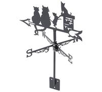 Veemoon Girouette Chat Indicateur de Direction du Vent Installation Facile, Résistante aux Intempéries en Acier Inoxydable, Girouette de Jardin, Noire, Décoration de Jardin
