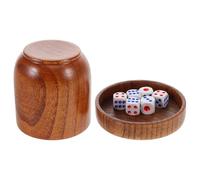 Veemoon Gobelet à Dés Résistant à l'usure en Bois avec Couvercle et Dés Set Complet pour Jeux D'ambiance Ktv et Soirées pour Bar et Divertissement
