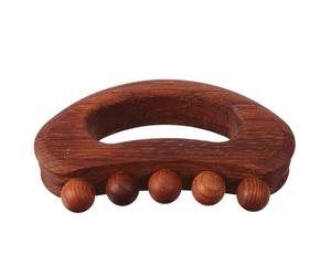 Veemoon Grattoir Gua Sha en Bois de Hêtre Carbonisé, Outil de Massage Visage et Corps Semi-circulaire à 5 Perles, Bâton de Massage Naturel pour Relaxation Musculaire et Soin Bien-