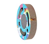 Veemoon Griffoir Rond pour Chat en Carton avec Motif Dessin Coloré - Accessoire Idéal pour Éveiller L'Instinct Naturel De Grattage Et De Votre Animal