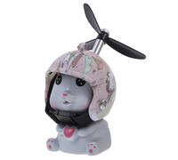 Veemoon Gris Chat avec Casque à Hélice en Plastique, Décoration Moto | Léger et Étanche, Sangle Inférieure Colorée, pour Voiture et Conduite, Rose Couleur Aléatoire