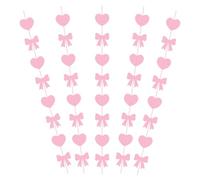 Veemoon Guirlande de 5 Nœuds de Cœur Rose, Décoration Suspendue pour Saint-valentin, Fête et Mariage, Guirlande Murale Décorative, Papier Résistant, 5 Pièces, Décor Romantique