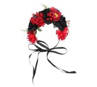 Veemoon Guirlande de Fleurs Noire et Rouge Halloween Couronne de Fleurs Artificielles de Rose Coiffe Décorative pour Fête Accessoire Tête Femme et Fille Bandeau Cosplay Thème