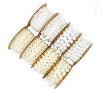 Veemoon Guirlande de Perles Plastique Blanche Chaîne de Perles Fixes pour Décoration Mariage DIY Bracelet et Accessoires Bijoux